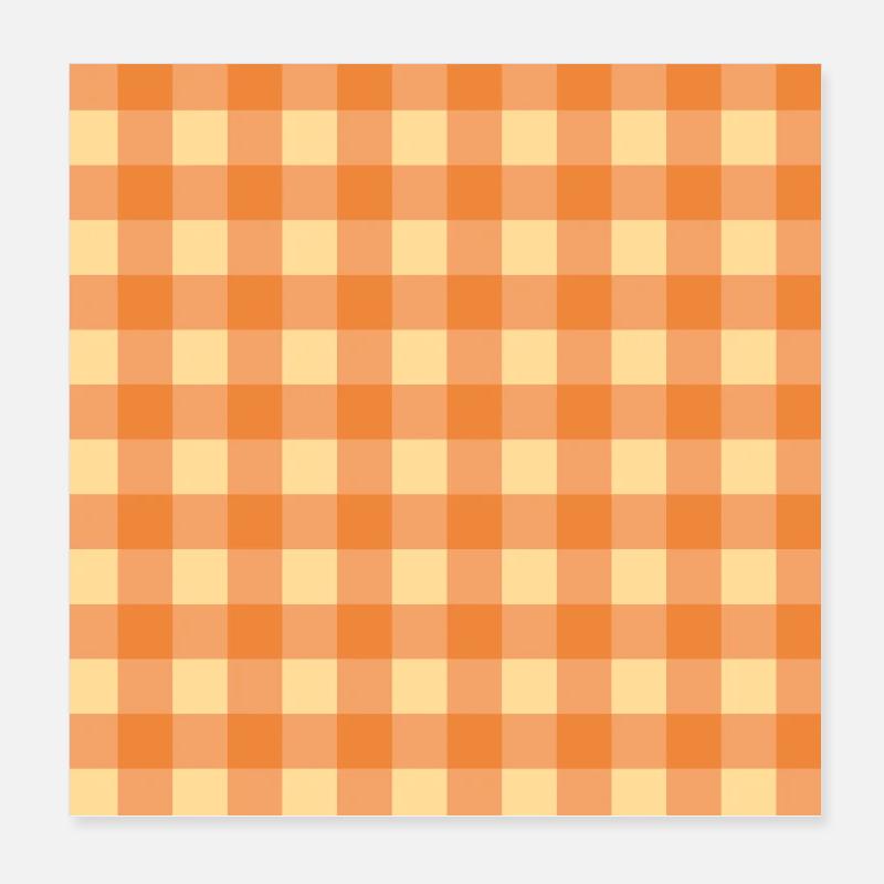 Retro 70's Buffalo Plaid Pattern Yellow & Orange Poster 8" x 8" (20x20 cm)