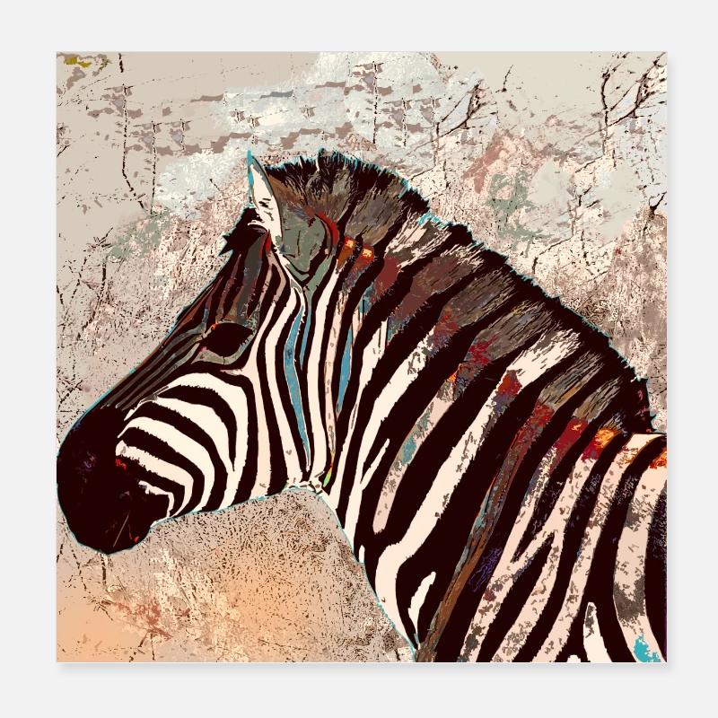 Zebra Head Poster 8" x 8" (20x20 cm)