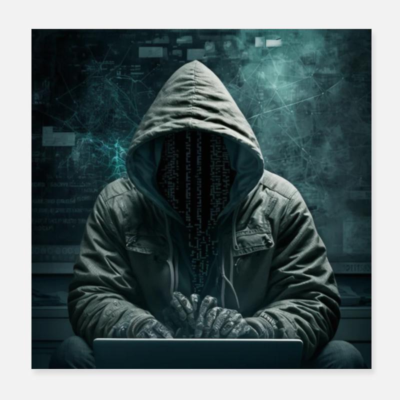 Hacker - Poster 20x20 cm - Weiß
