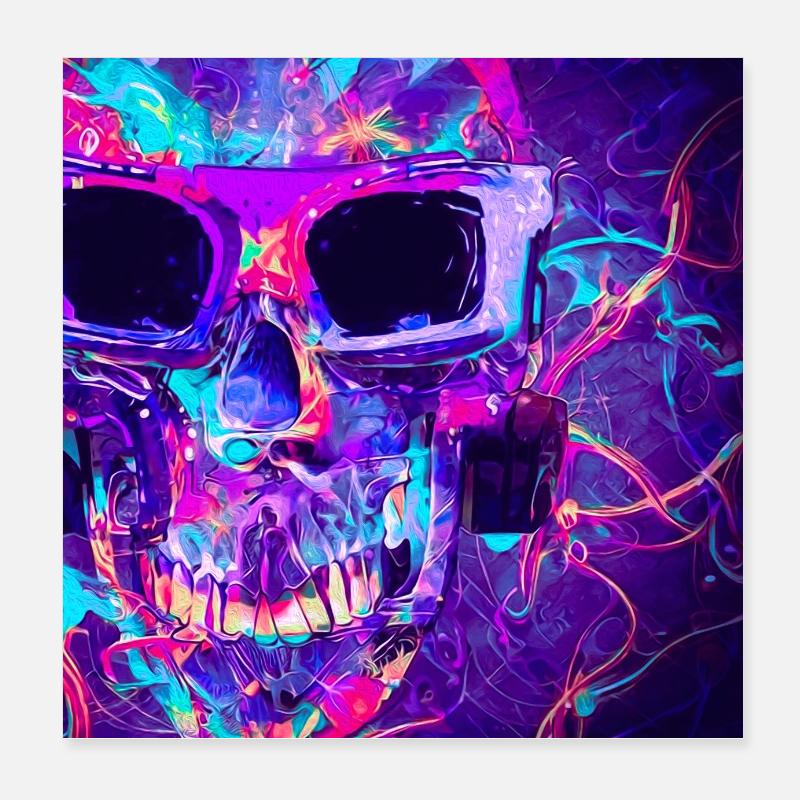 Abstract Skull - Poster 20x20 cm - Weiß