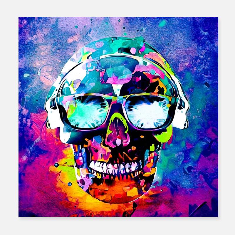 Abstract Skull - Poster 20x20 cm - Weiß
