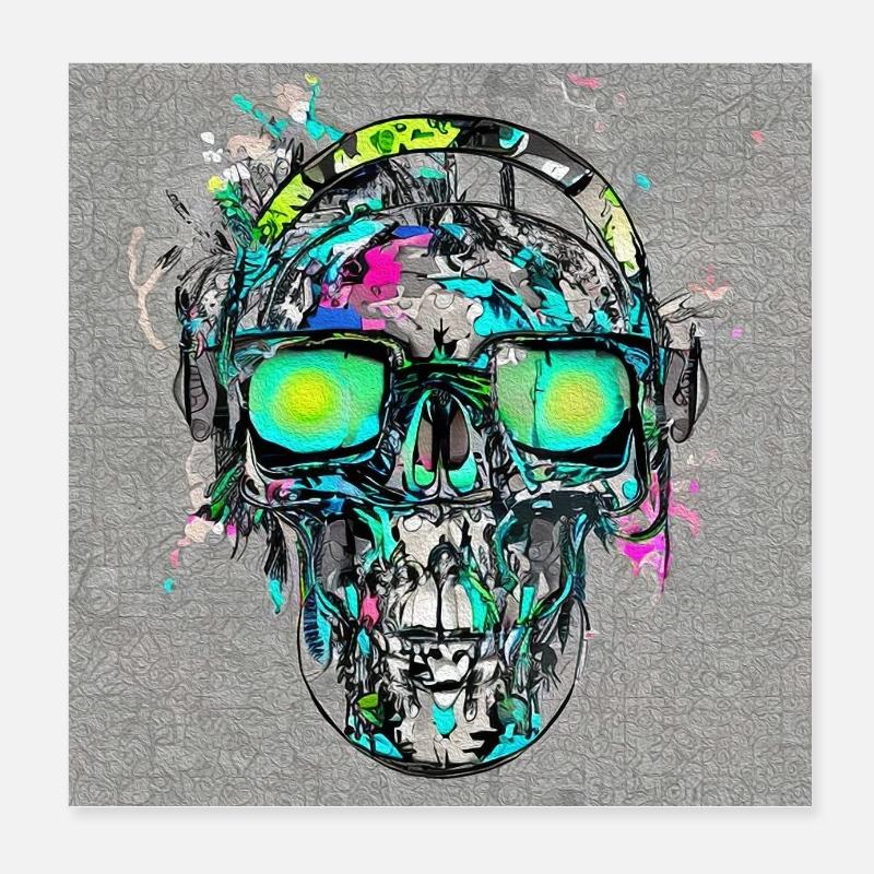 Abstract Skull Poster 20x20 cm