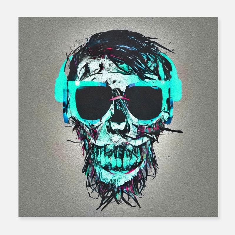 Abstract Skull Poster 20x20 cm