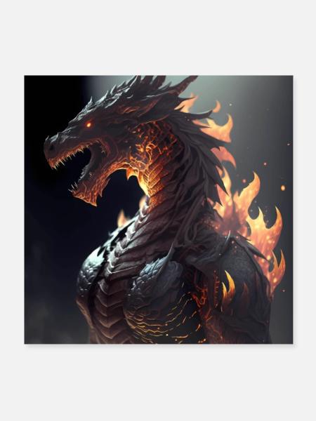 Drachenkrieger - Poster 20x20 cm - Weiß