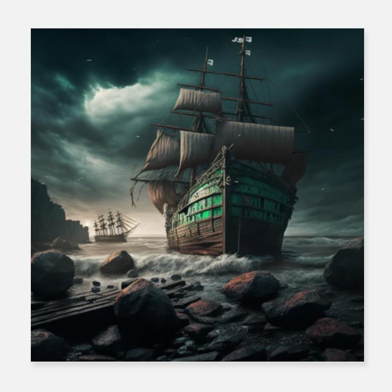 Geisterschiff Poster 20x20 cm