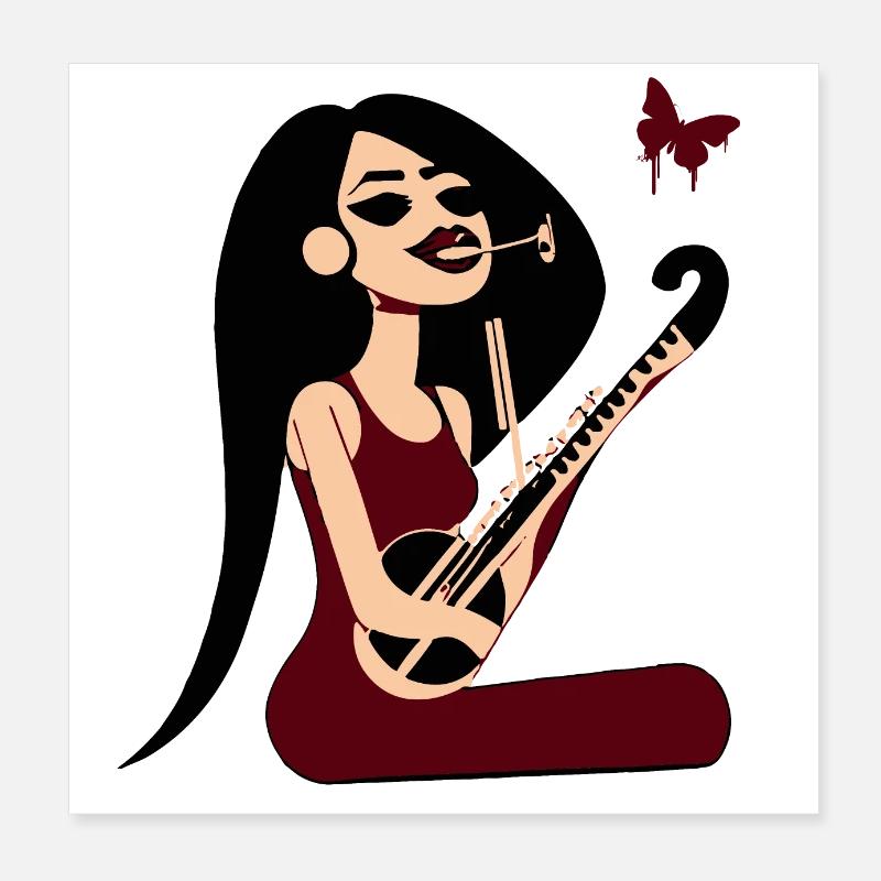 Musik Mädchen Poster 20x20 cm