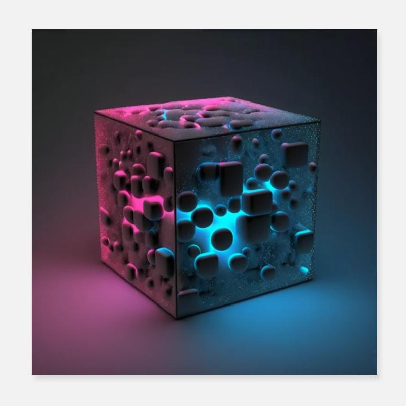 Cube in pink and blue Poster 8" x 8" (20x20 cm)
