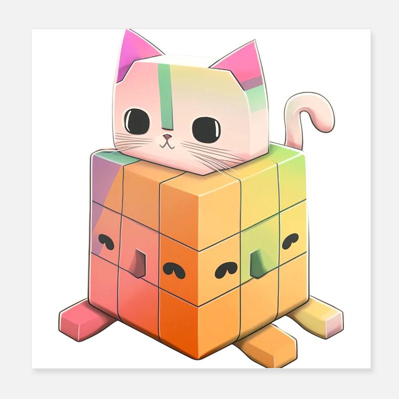 Cat KAWAII Poster 8" x 8" (20x20 cm)