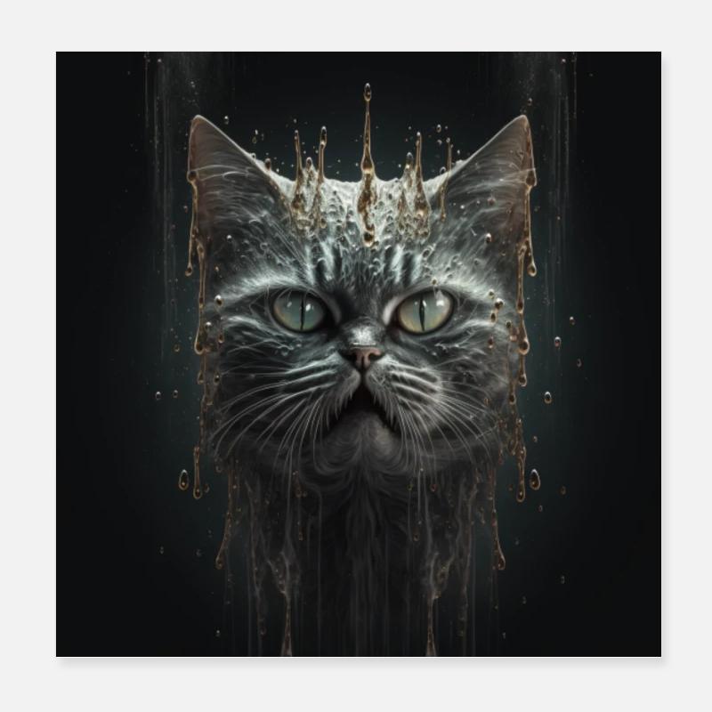 Chat maléfique avec fond noir Poster 20 x 20 cm