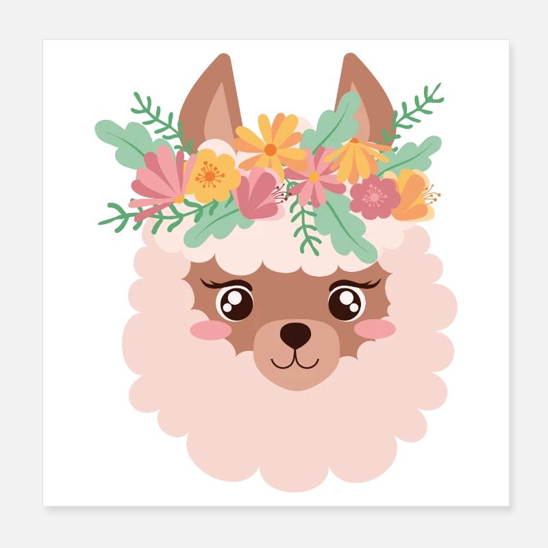 Lama Rosa Poster 8" x 8" (20x20 cm)