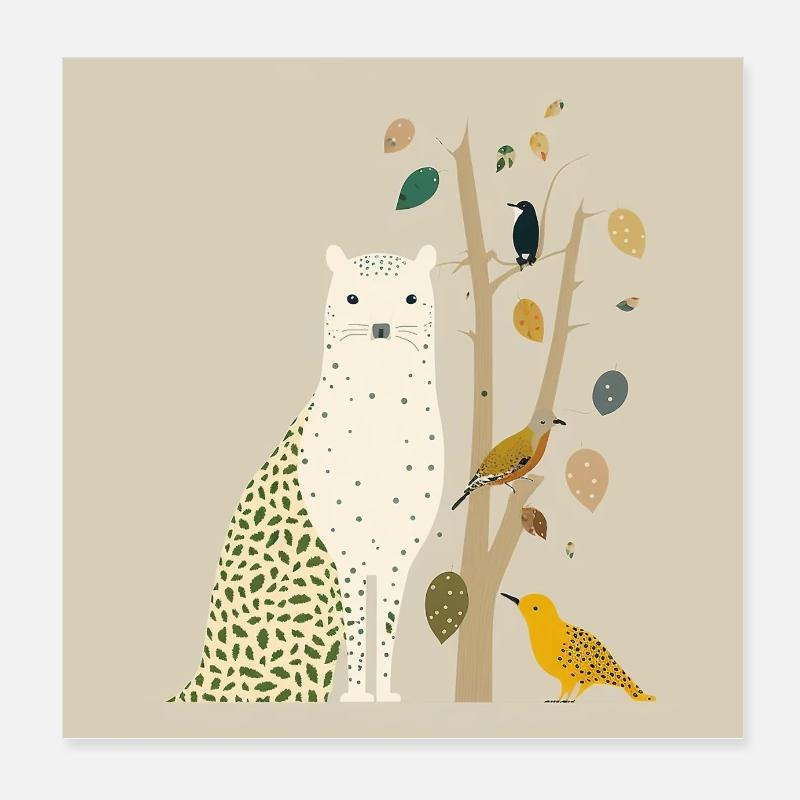 Niedliche Gepard - Poster 20x20 cm - Weiß