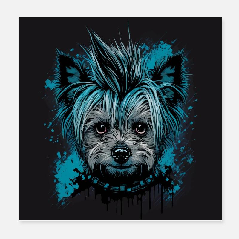 Punky Yorkshire Terrier Poster 20 x 20 cm