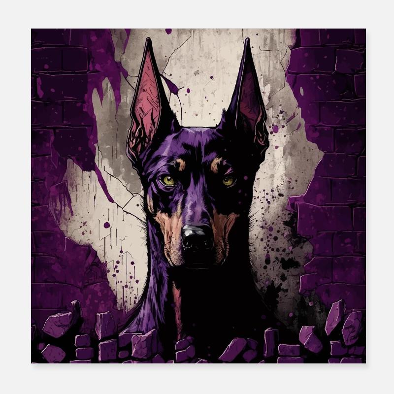 Doberman effrayant Poster 20 x 20 cm