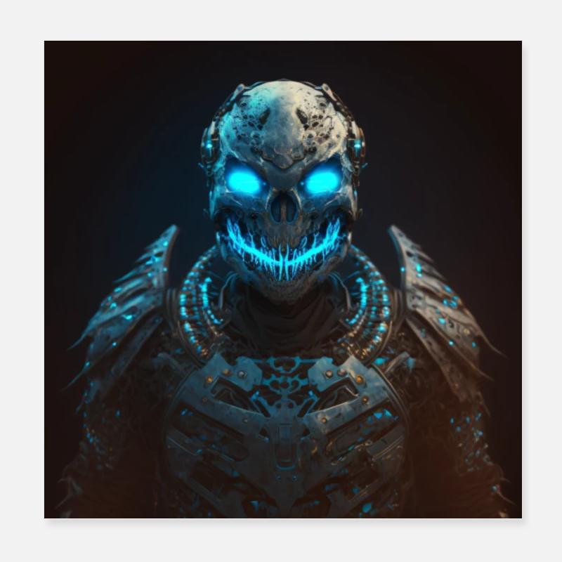 Creepy ghost as Austronaut in blue Poster 8" x 8" (20x20 cm)