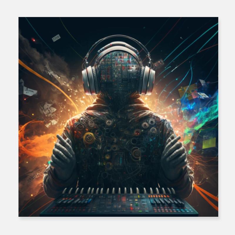 Electronic Music Scifi EDM Poster 8" x 8" (20x20 cm)