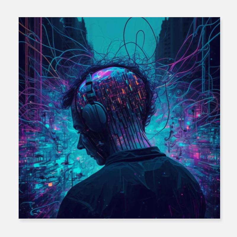 Musique électronique Scifi Future - Poster 20 x 20 cm - blanc