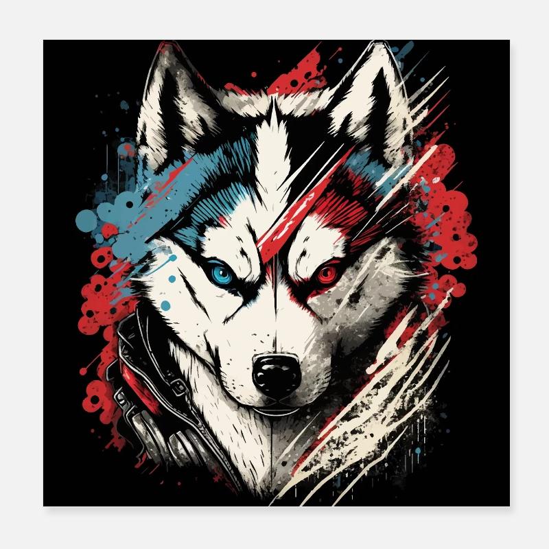 Scary Husky Poster 20x20 cm