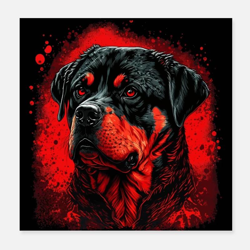 Dark Rottweiler Love Poster 8" x 8" (20x20 cm)