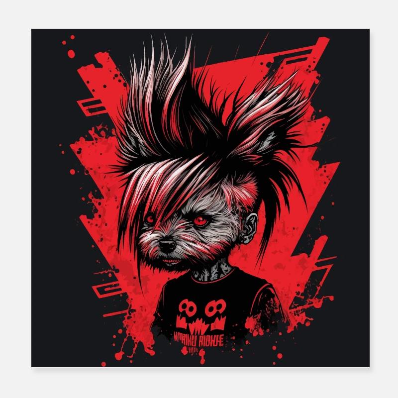 Punky Yorkshire Terrier Poster 8" x 8" (20x20 cm)
