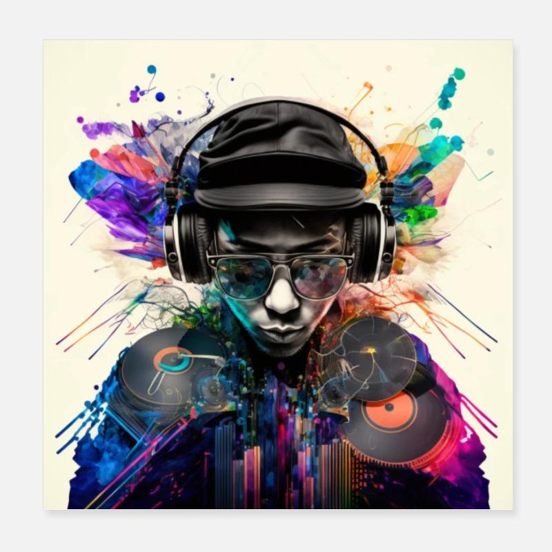 EDM Music DJ abstrackt Póster 20x20 cm