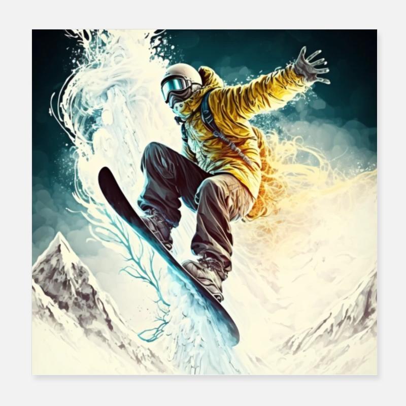 Snowboard sur piste Poster 20 x 20 cm