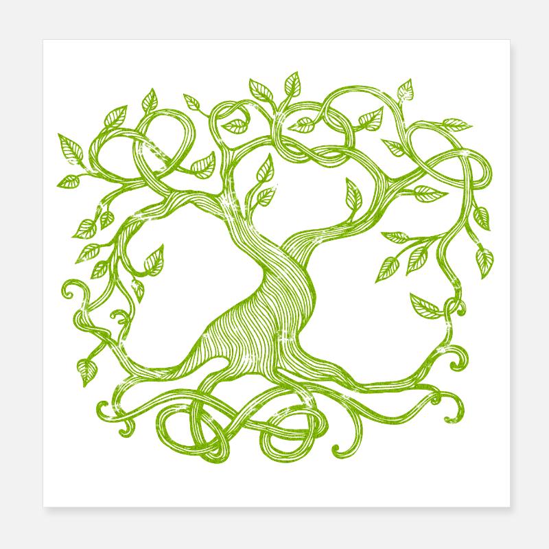 Celtic tree, green Poster 8" x 8" (20x20 cm)