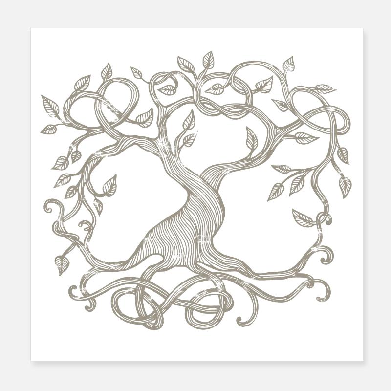Keltischer Baum, beige Poster 20x20 cm