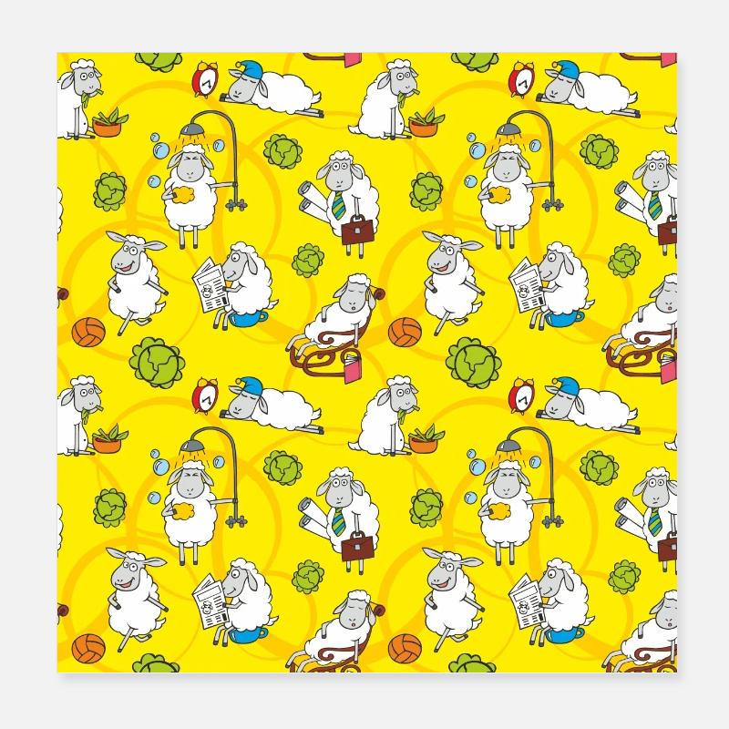 Les moutons Poster 20 x 20 cm