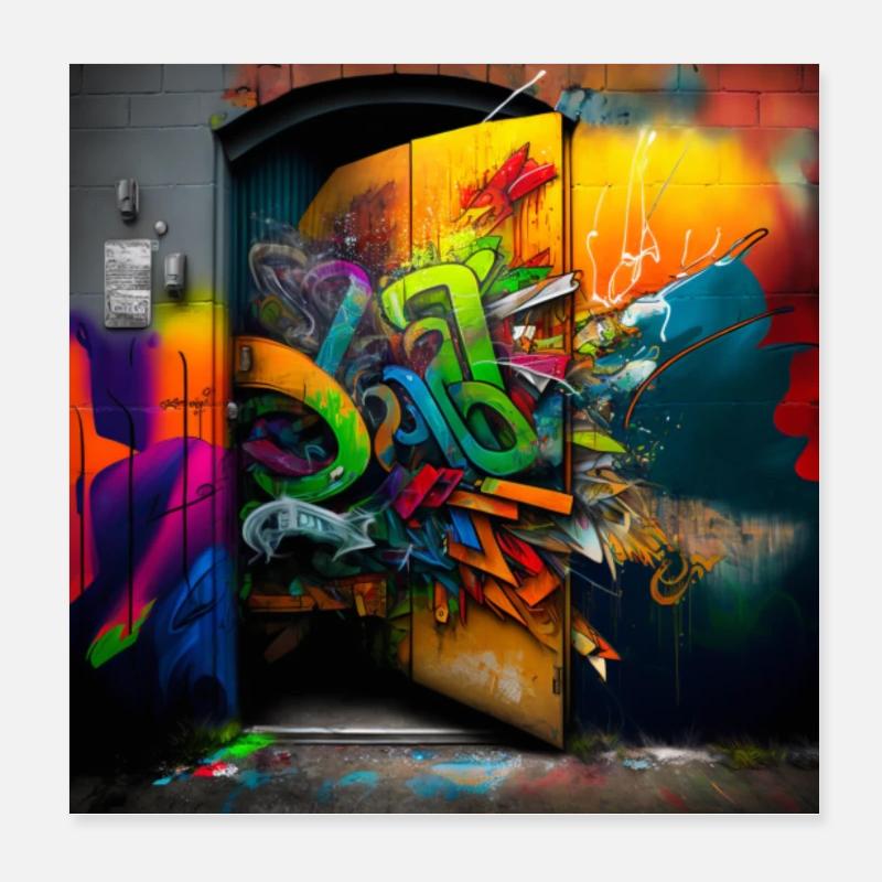 Graffiti an einer Wand Poster 20x20 cm