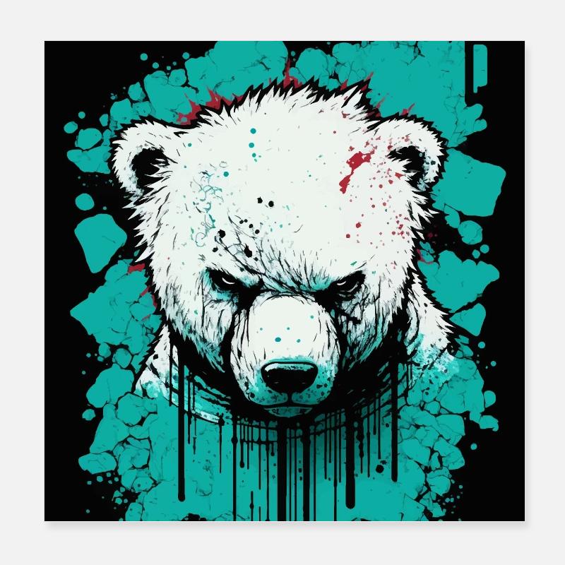 Angry Polar Bear Poster 8" x 8" (20x20 cm)