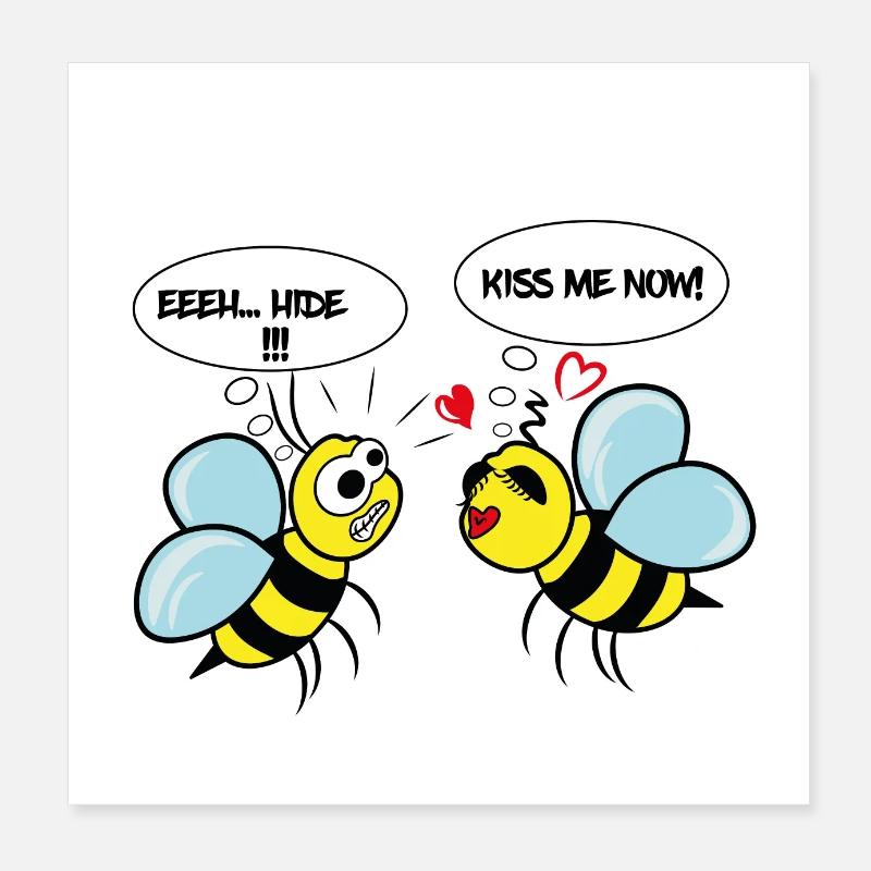 Comic bee Poster 8" x 8" (20x20 cm)