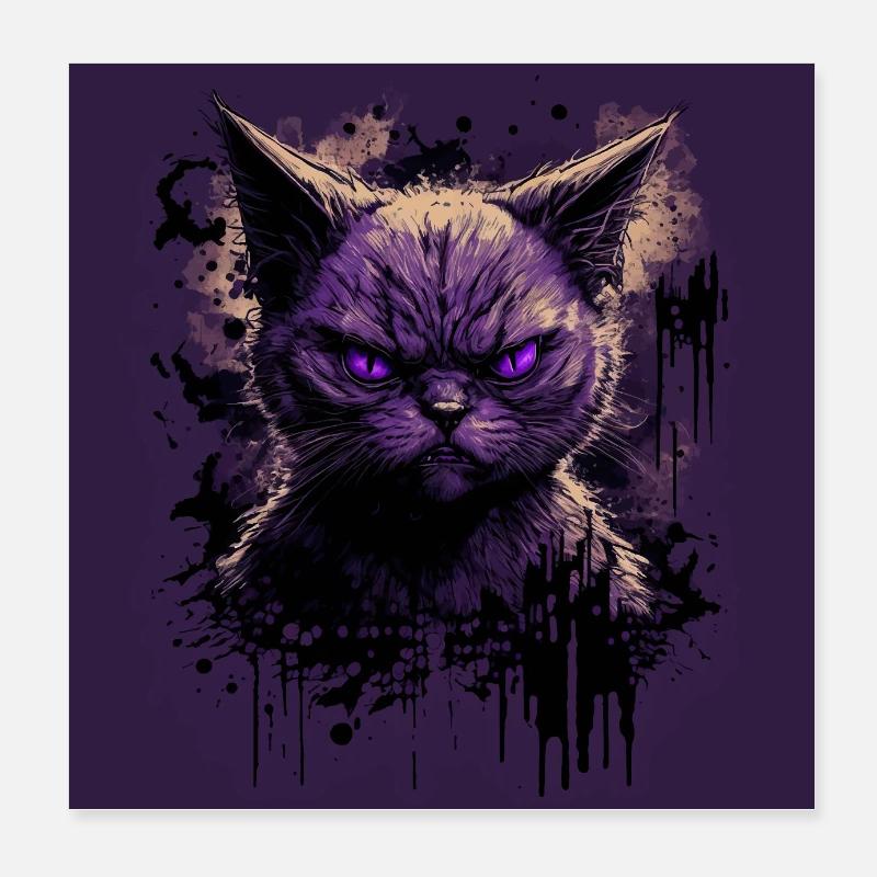 Creepy Siamese cat Poster 8" x 8" (20x20 cm)