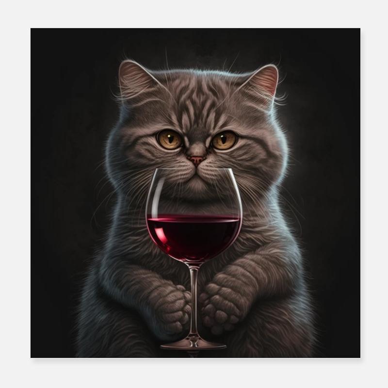 Die Chat'Cool'ique | Geschenkidee - Poster 20x20 cm - Weiß