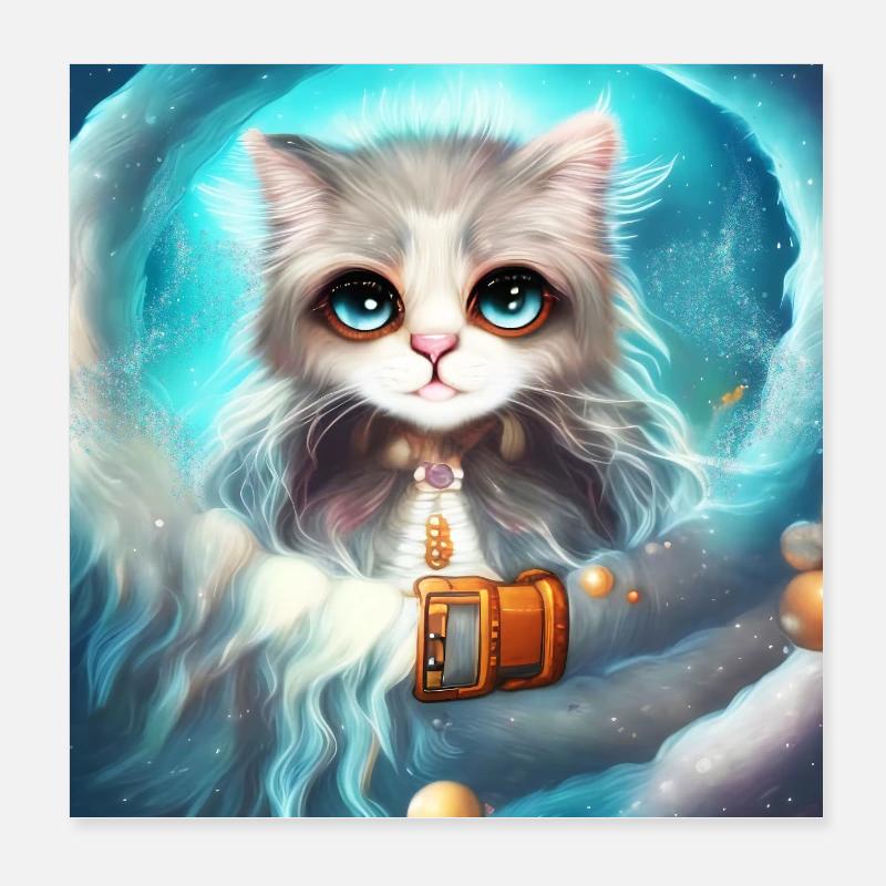 Cute fluffy little cat Poster 8" x 8" (20x20 cm)