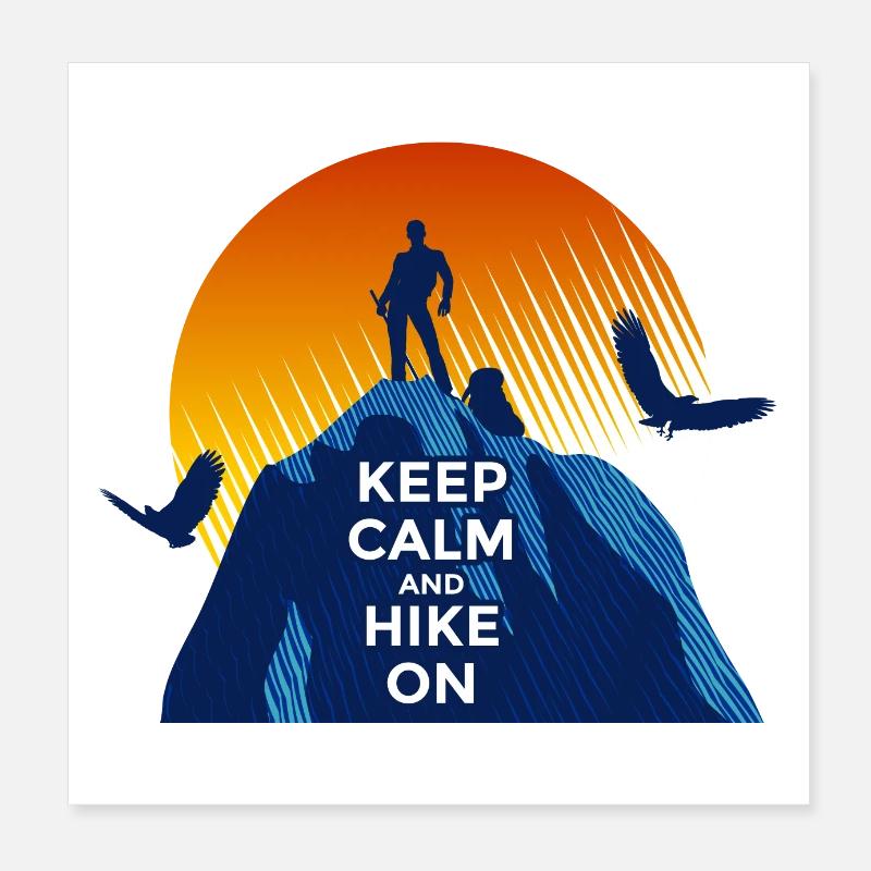 Keep calm and hike on Poster 8" x 8" (20x20 cm)