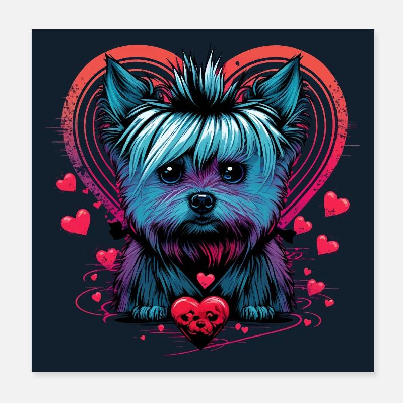 Yorkshire Terrier mit Herz Poster 20x20 cm