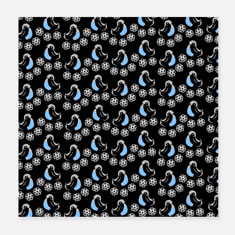 Daunenfedern, Singvogelmuster Poster 20x20 cm