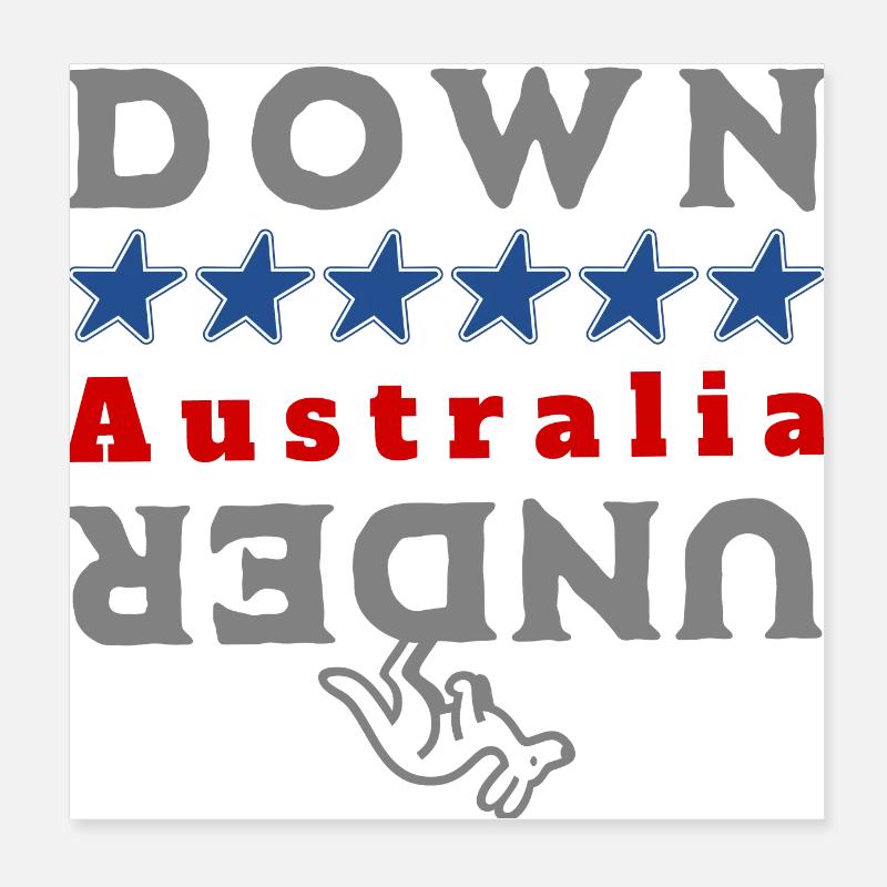 Down Under - Kangourou - Vacances - Australie Poster 20 x 20 cm
