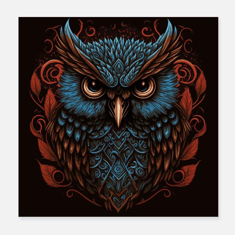 Artistic Owl Poster 8" x 8" (20x20 cm)