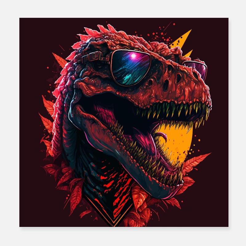 T-Rex avec lunettes de soleil Poster 20 x 20 cm