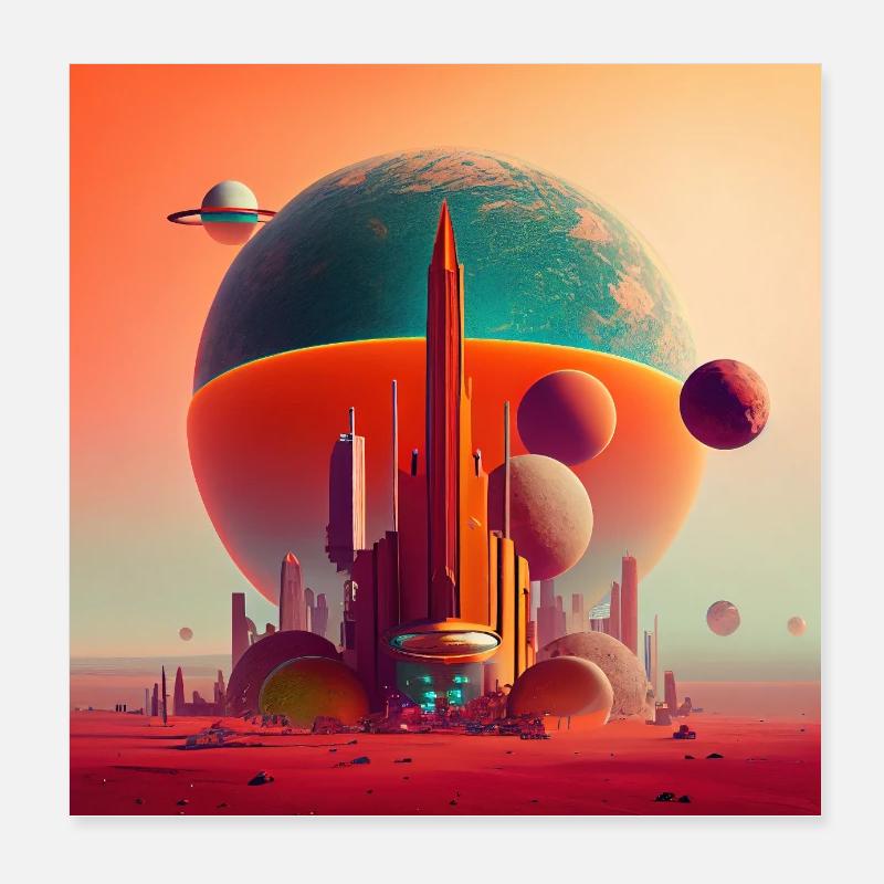 Colonisation de Mars Poster 20 x 20 cm