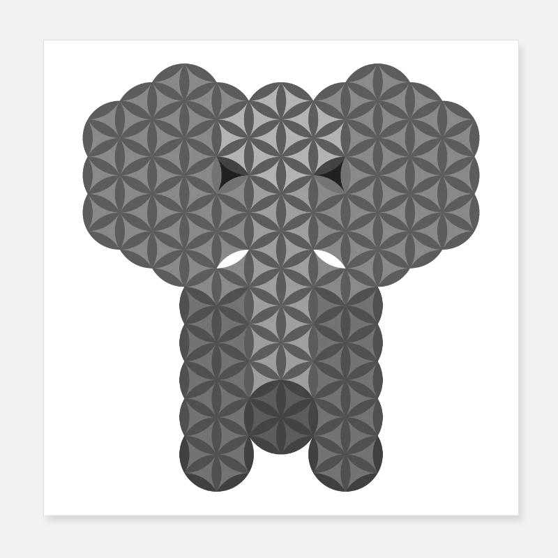 Éléphant sacré - Éléphant de vie. Poster 20 x 20 cm