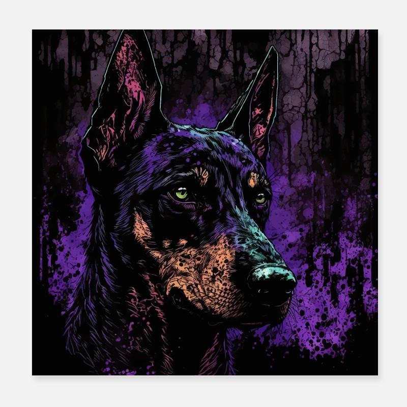 Doberman Horror 02 Affiche Poster 20 x 20 cm
