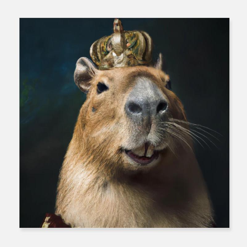Capybara with crown Poster 8" x 8" (20x20 cm)