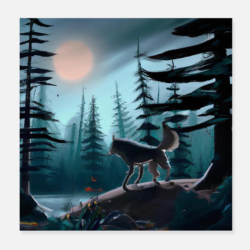 Der einsame Wolf Poster 20x20 cm