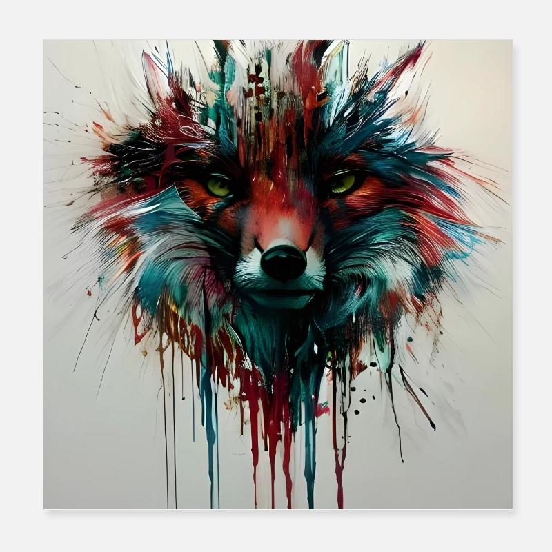 Fuchs Farbverlauf Kunst - Poster 20x20 cm - Weiß