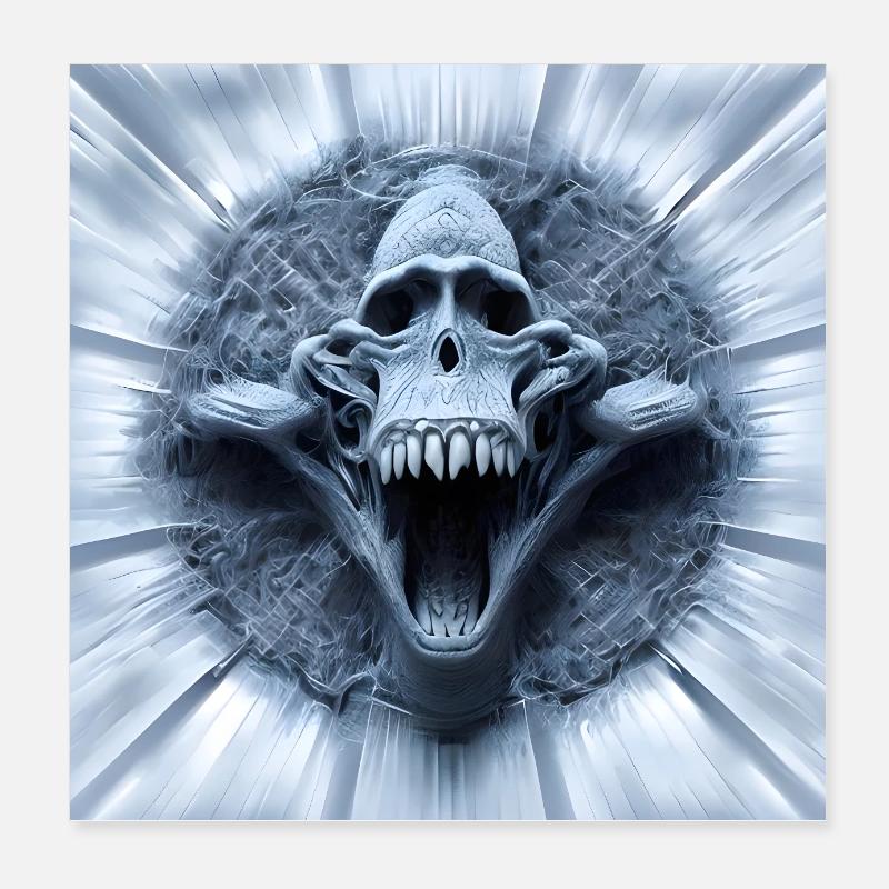 Affenschädel, Crâne de singe, Schädel, Art numérique Poster 20 x 20 cm