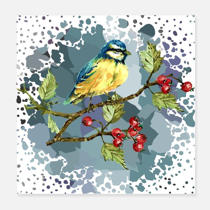 Bunter Vogel Poster 20x20 cm