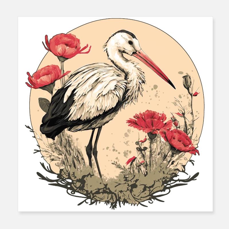 Storch Weißstorch Poster 20x20 cm