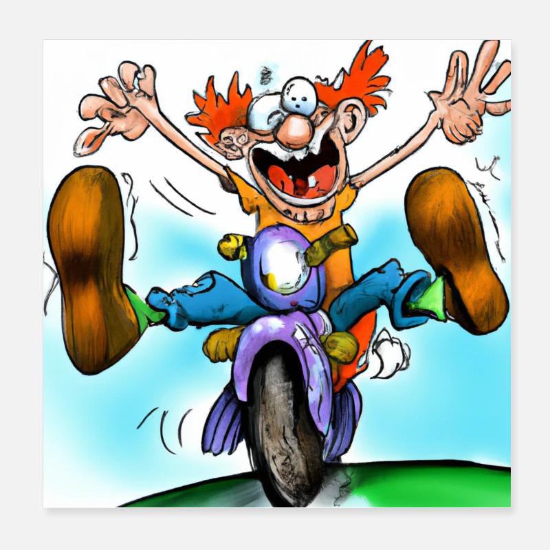 Clown Biker Poster 20x20 cm